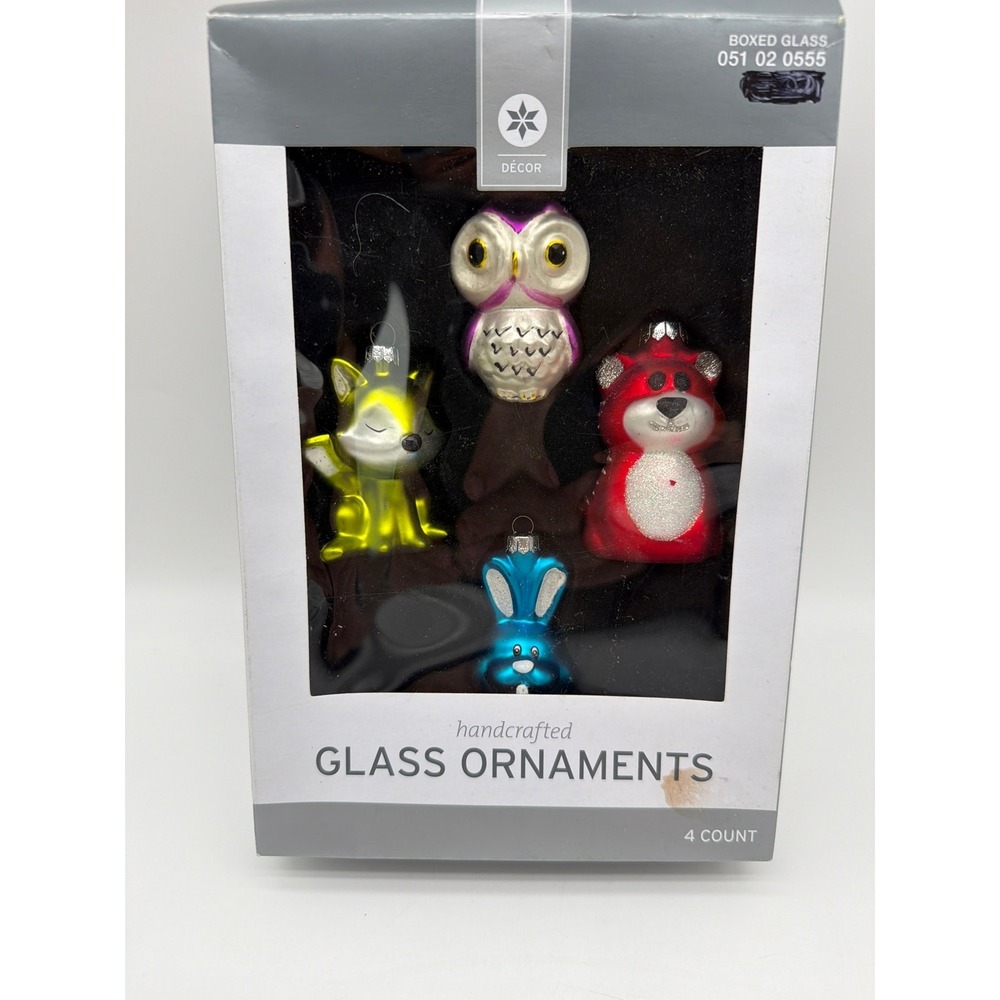 Target Handcrafted Glass Ornaments set of 4 with Original Box